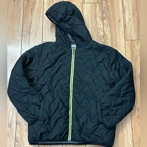 Gymboree Boys Black Quilted Jacket with Neon Green Accents